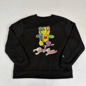 Bleecker & Mercer Black Graphic Bear Sweatshirt Mens 2XL Crewneck Streetwear Art